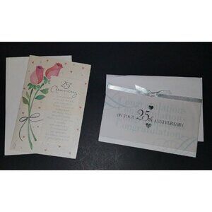 (2) 25th Anniversary Greeting Cards Lot Congratulations Silver Celebration